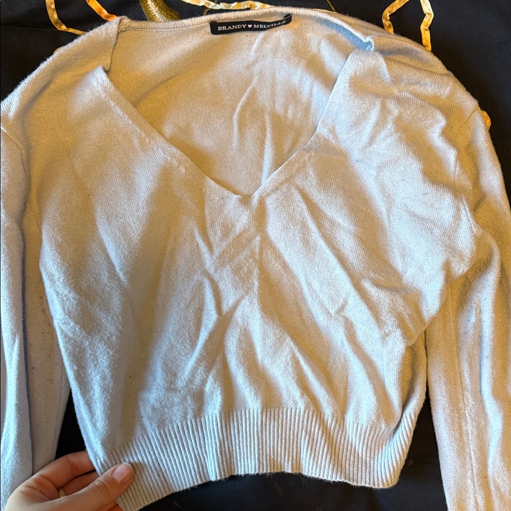 Brandy Melville Light Blue V-Neck Crop Top